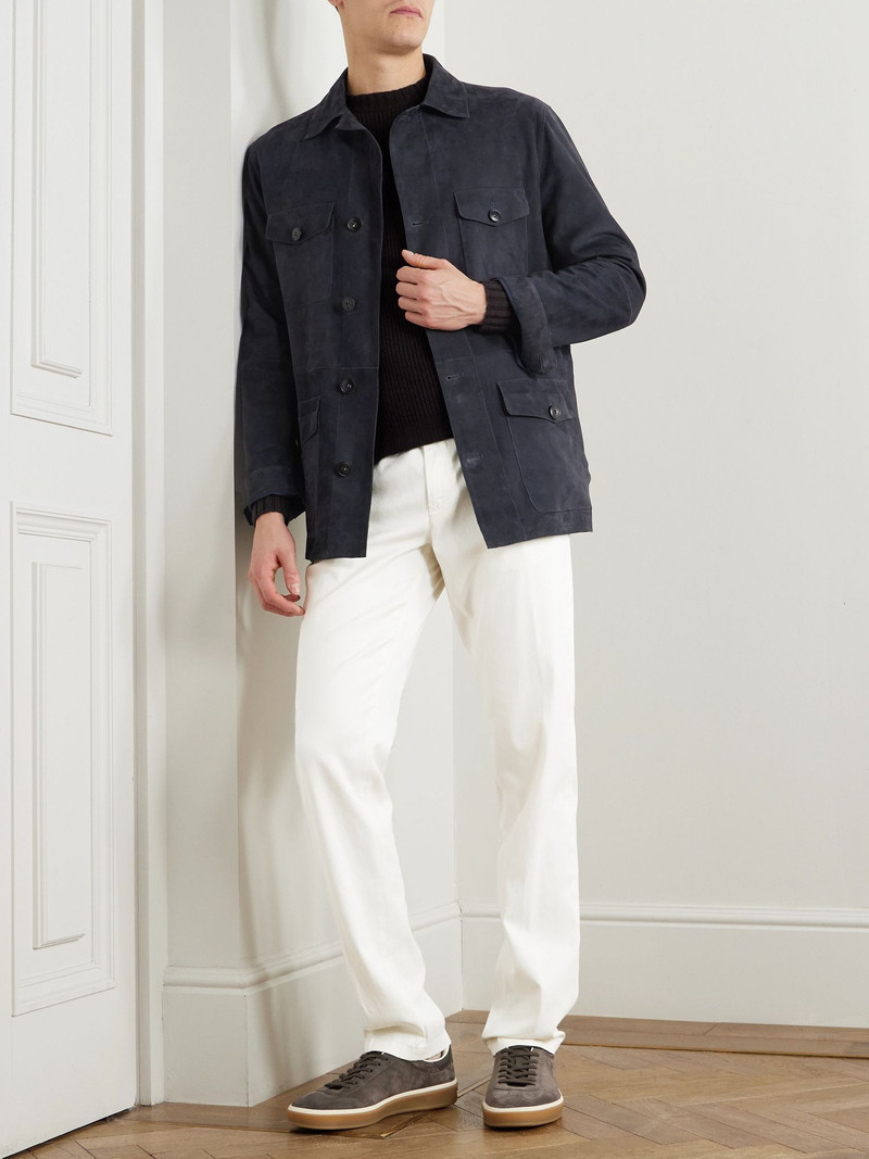 Canali Slim-Fit Straight-Leg Garment-Dyed Stretch Lyocell and Cotton-Blend Twill Chinos White outlook