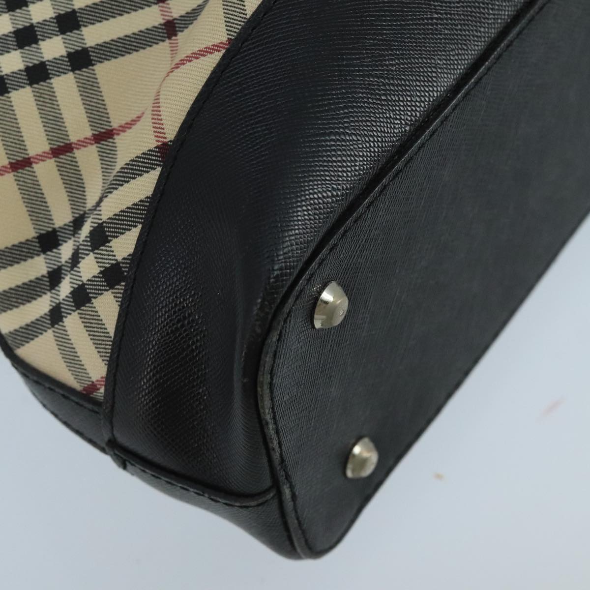 Burberry Nova Check Tote Bag Canvas Leather Beige Silver - 13