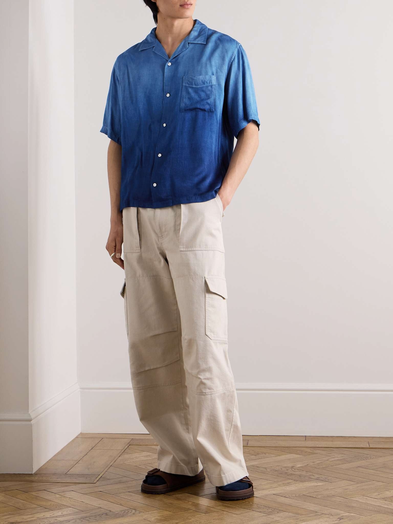 Camp-Collar Indigo-Dyed Woven Shirt - 2