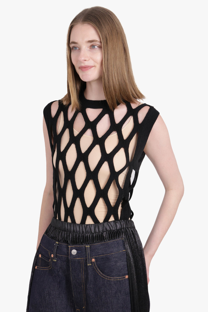 Comme Des Garçons MESH SLEEVELESS KNITTED TOP | BLACK outlook