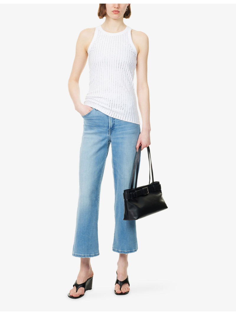 GOOD AMERICAN Good Waist Palazzo Crop Stretch-Denim Jeans outlook