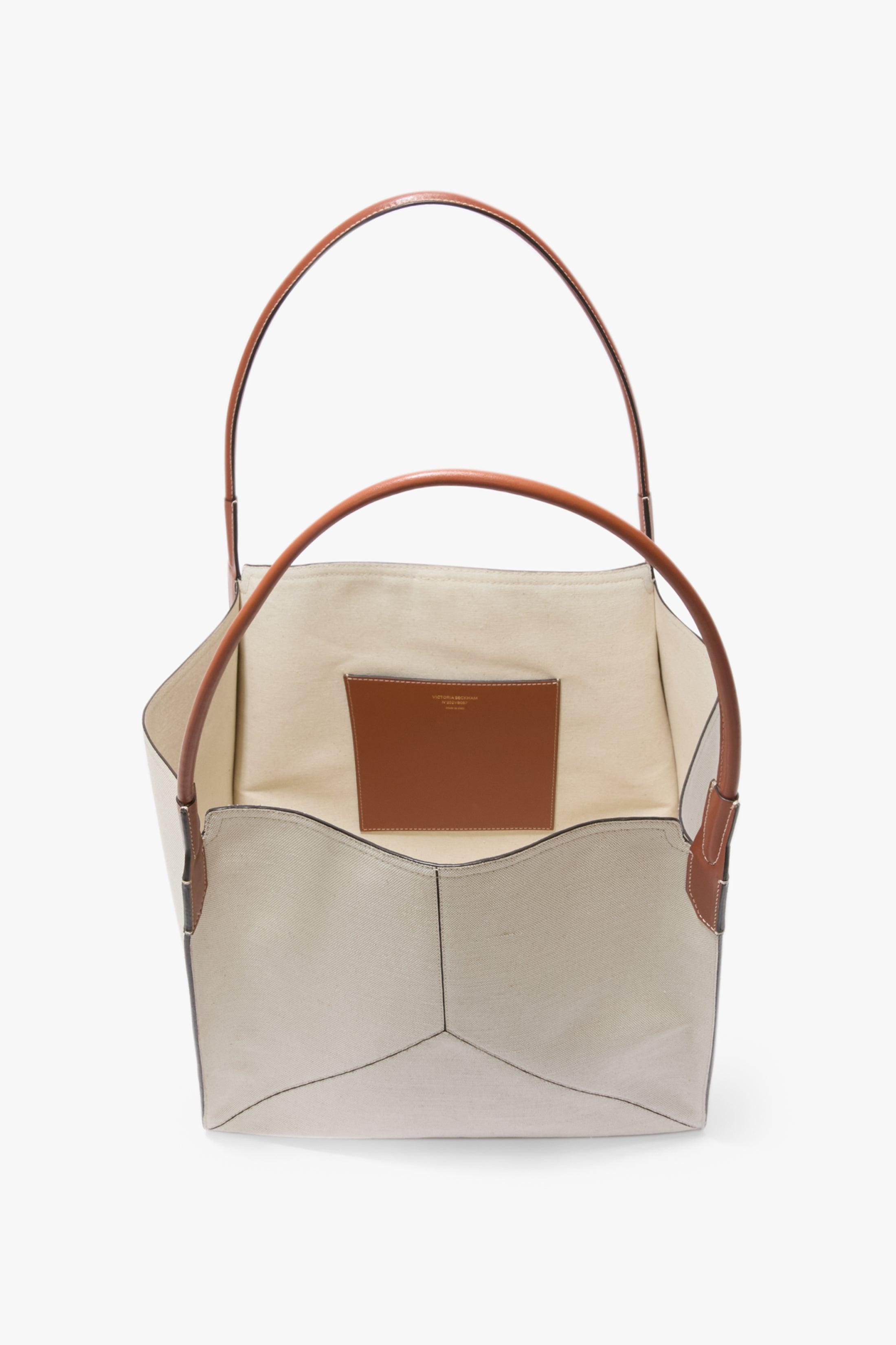 Victoria Tote In Ivory Canvas With Tan Leather - 5
