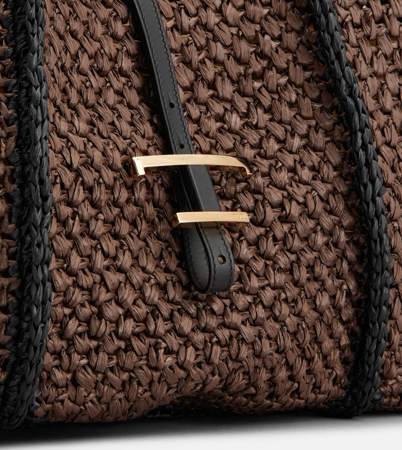 T TIMELESS SHOPPING BAG IN RAFFIA LARGE - BROWN, BLACK 5