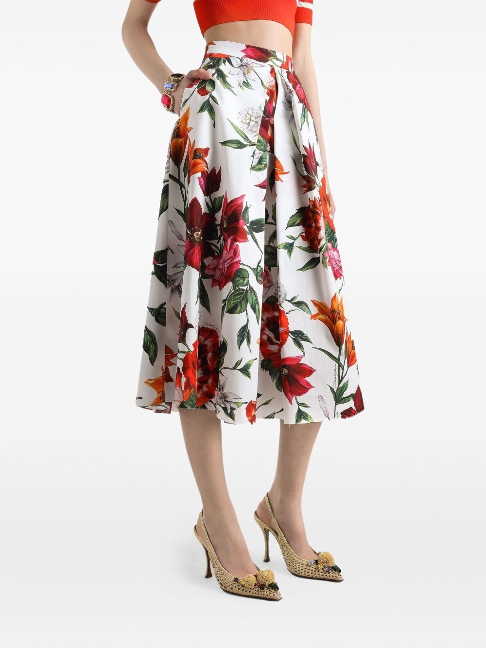 Anemoni print cotton midi skirt - 3