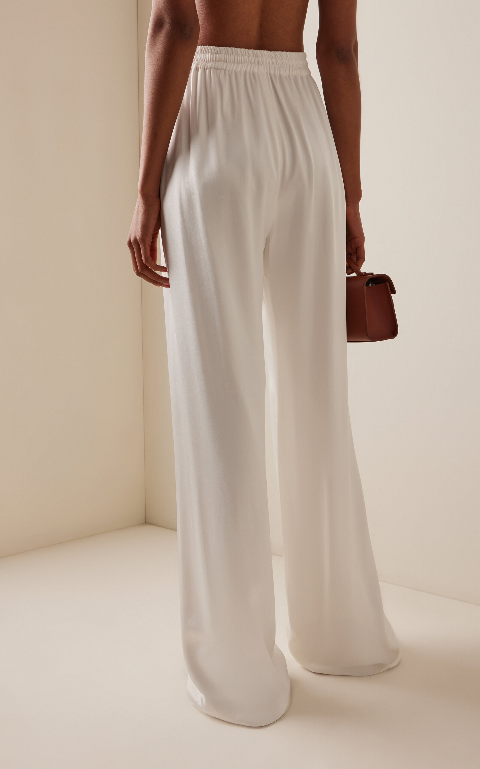 Silk Georgette Wide-Leg Pants ivory - 4