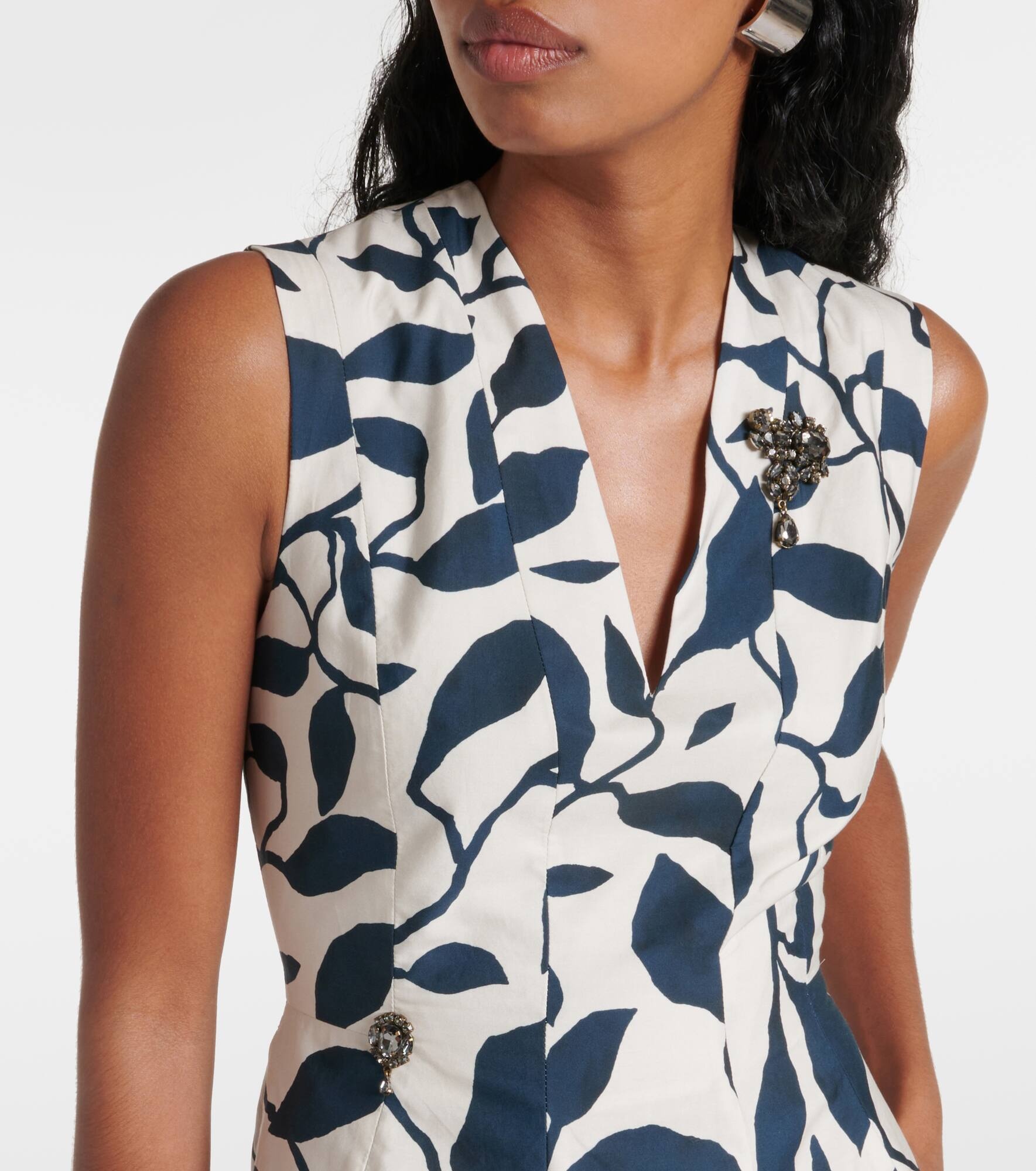 Printed cotton poplin midi dress - 4