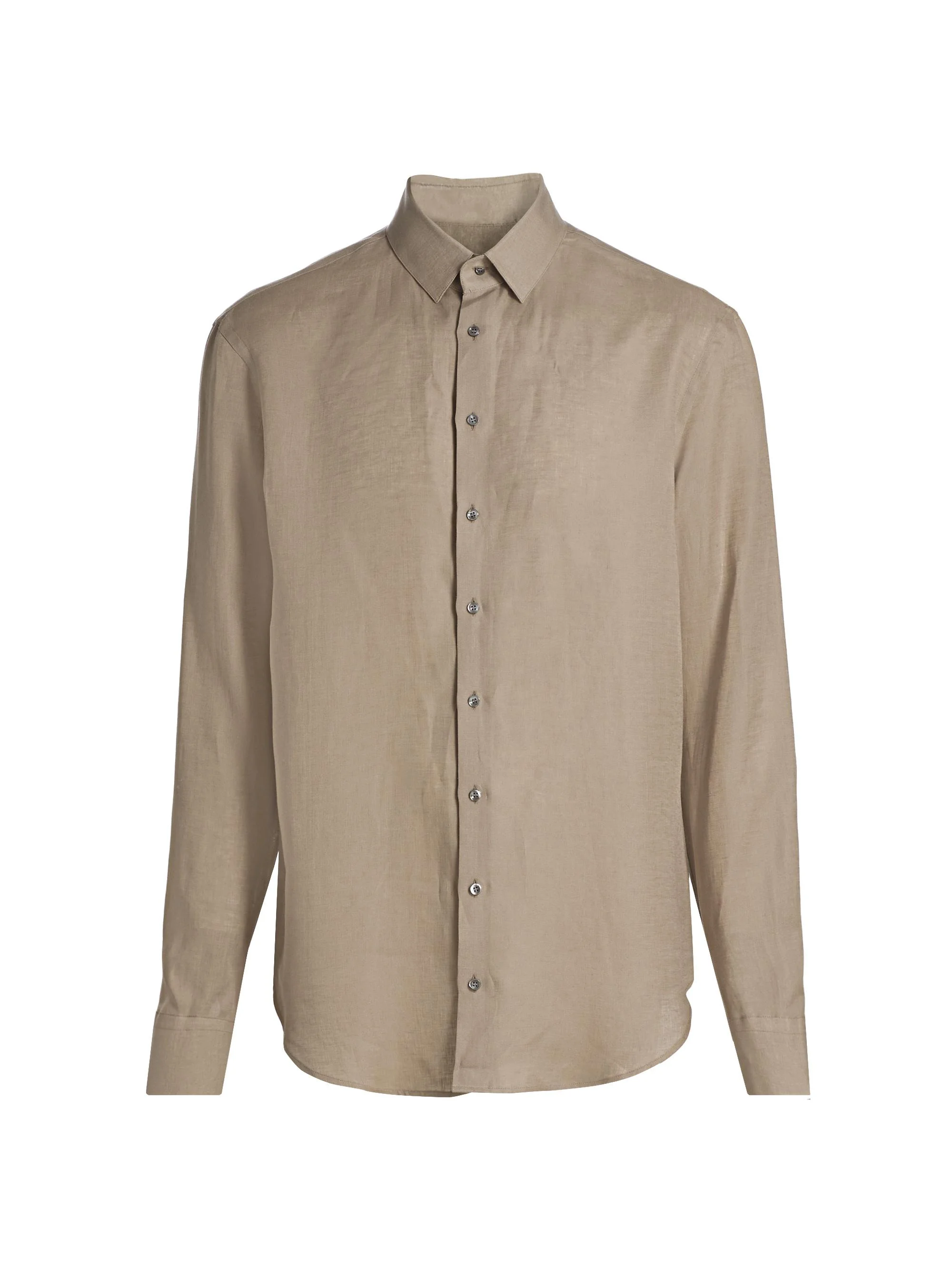 Men's Linen Button-Front Shirt - Solid Light - 1