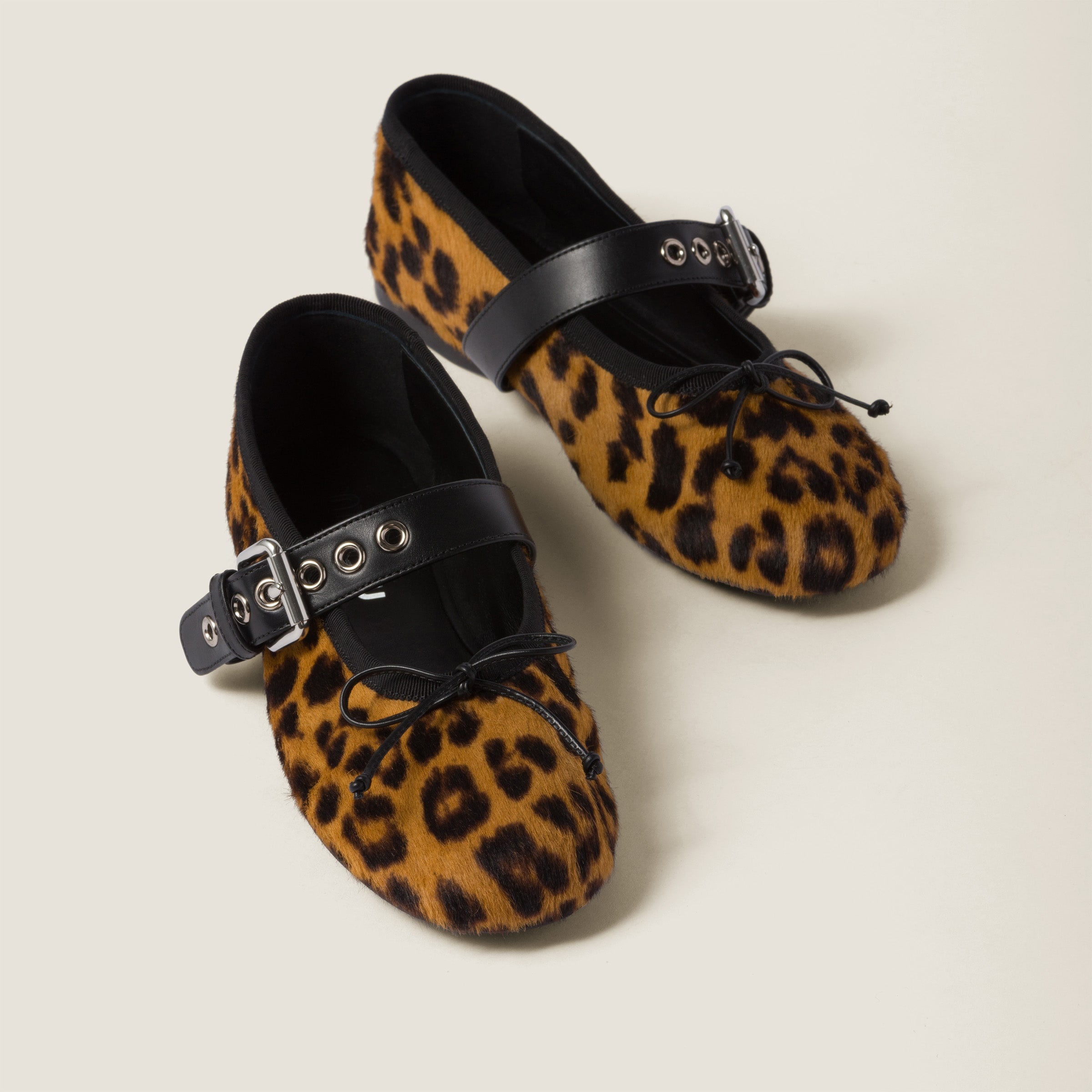Leopard-print calf hair effect ballerinas - 4