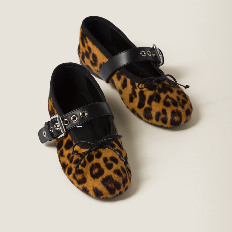 Leopard-print calf hair effect ballerinas 4