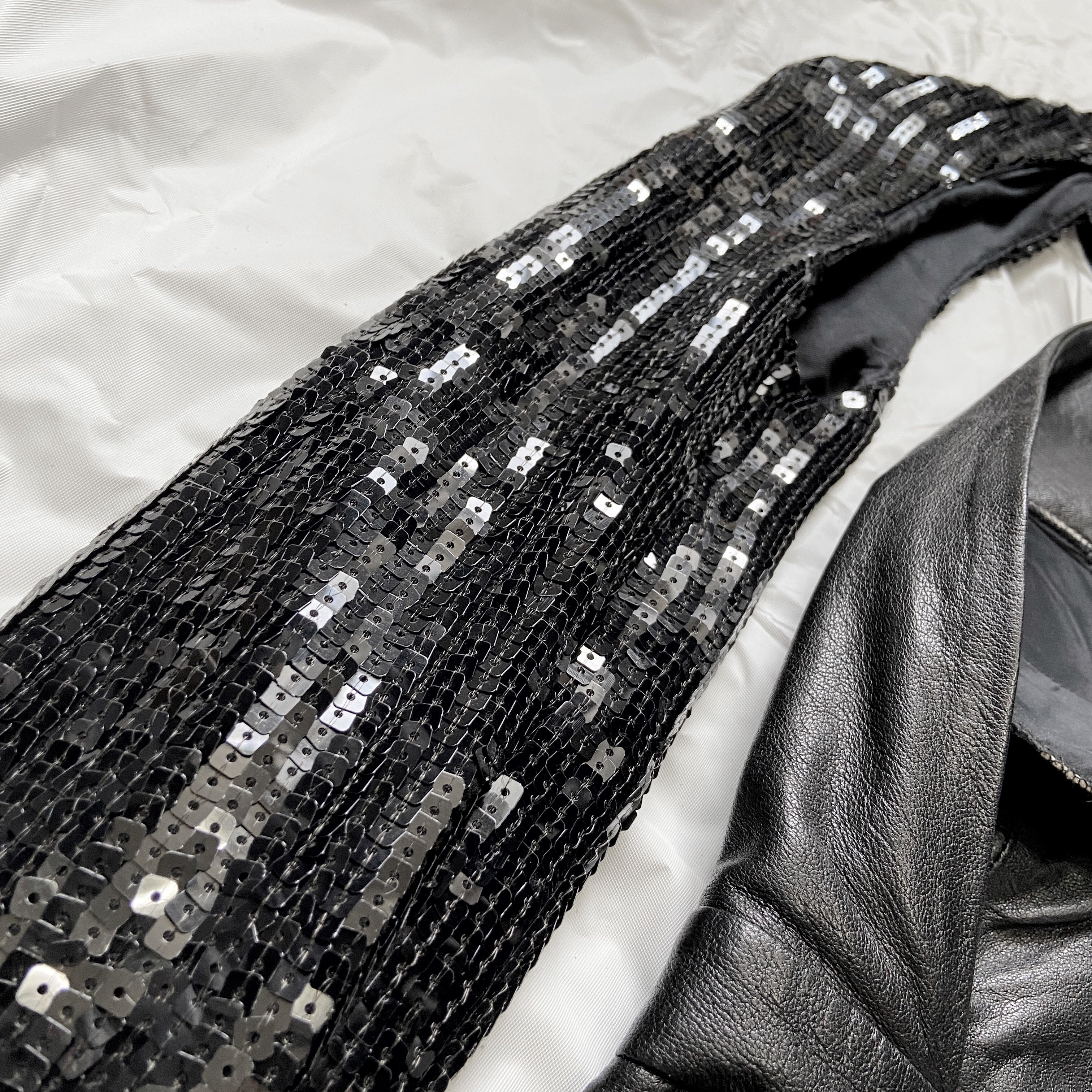 Saint Laurent Paris 2013 Hedi Beaded Collar Sequenced Sleeves Cut Out Backless Leather Dress - 17