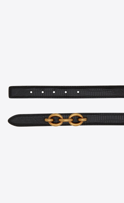 SAINT LAURENT maillon thin belt in lizard-embossed leather outlook