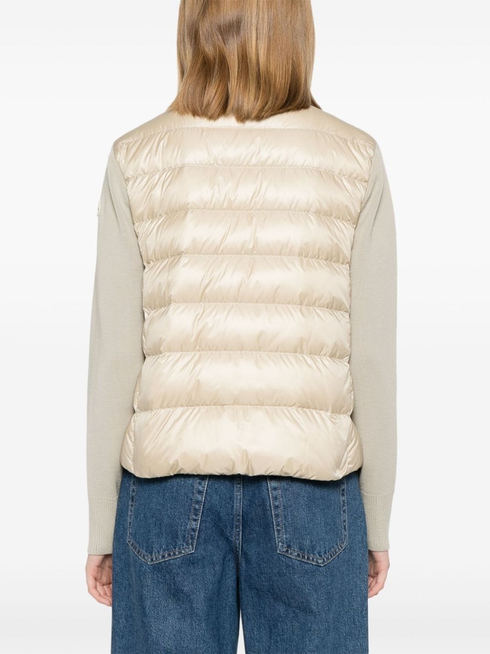 knitted-sleeve puffer jacket - 4