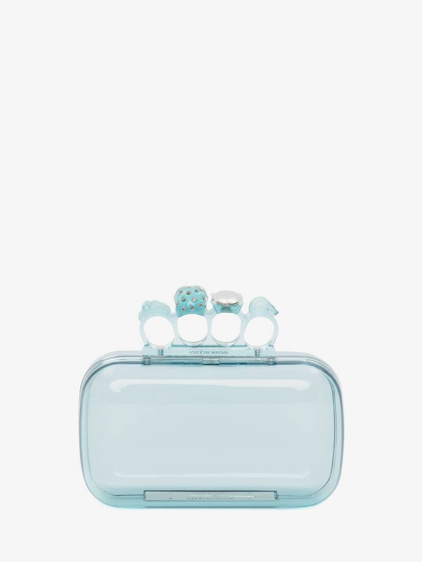 Skull Four Ring Clutch in Pale Blue - 3