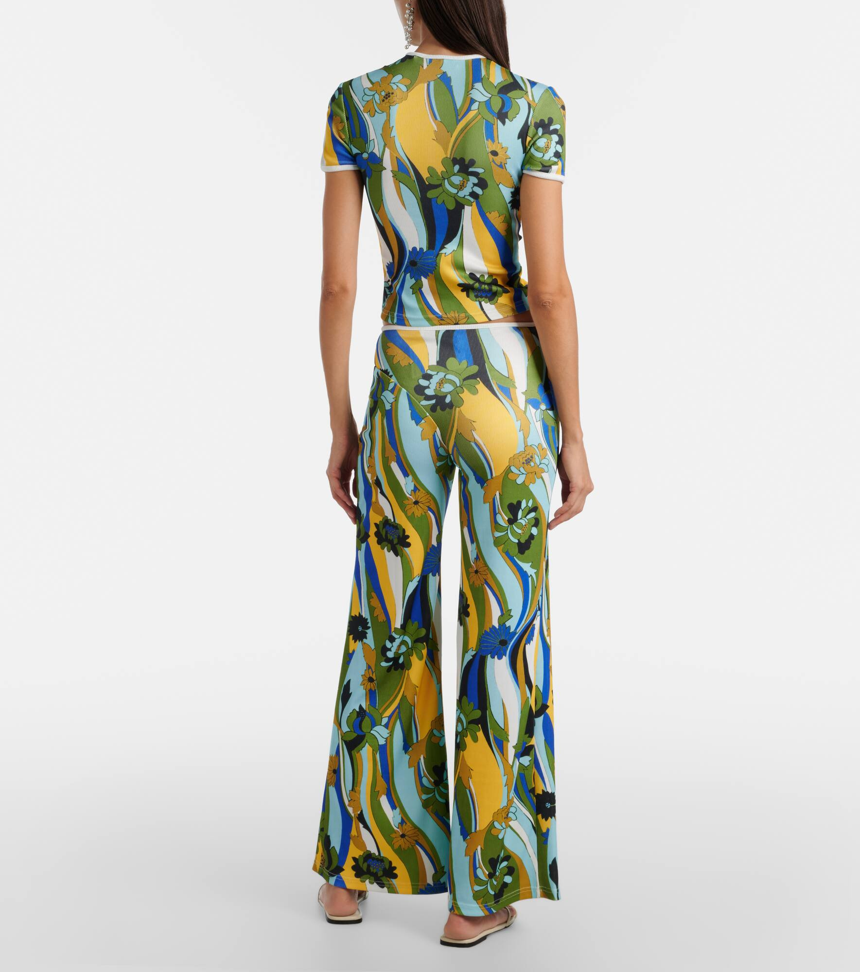 Acidic floral jersey wide-leg pants - 3
