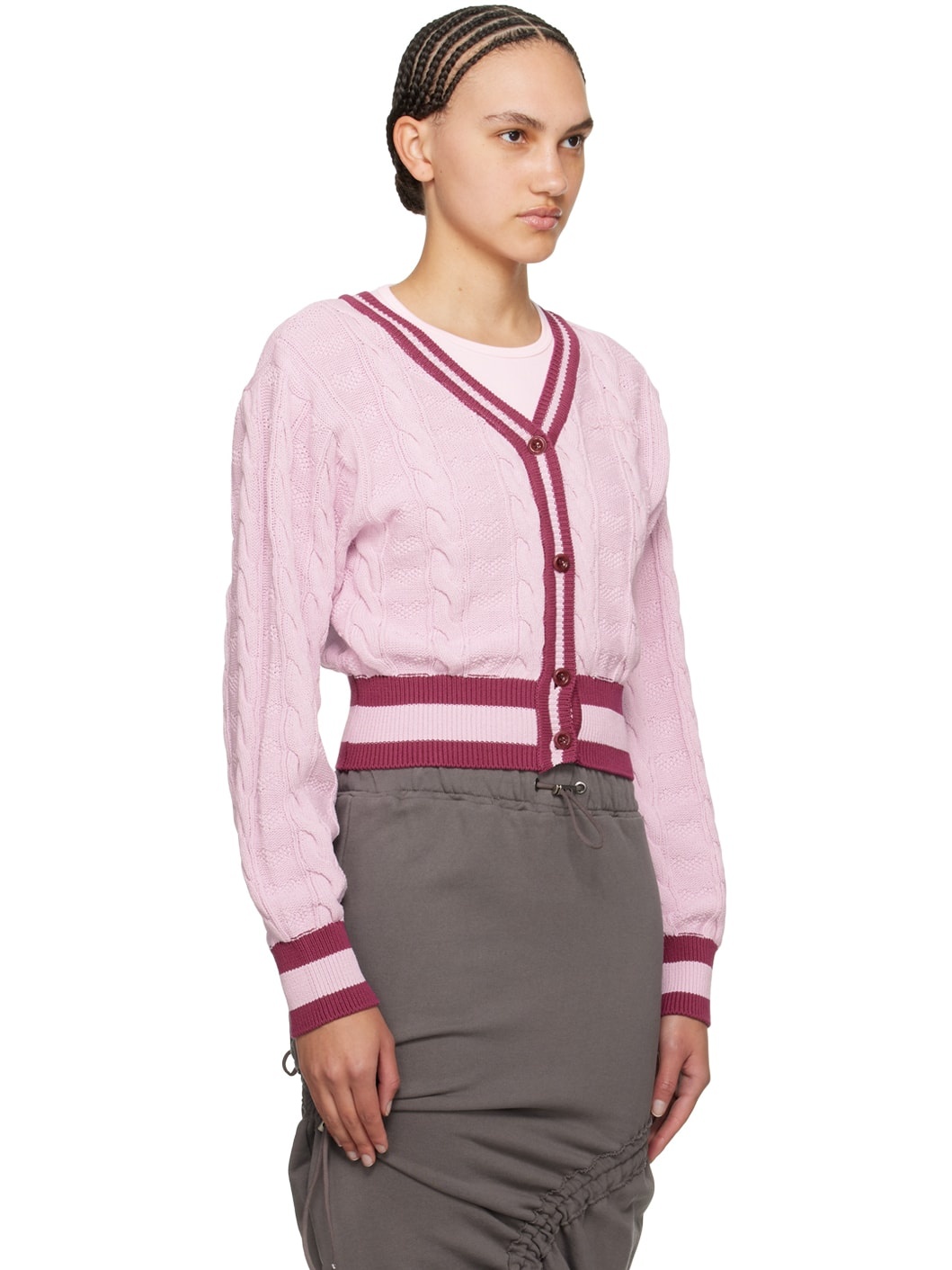 Pink Heart & Cable Cardigan - 2