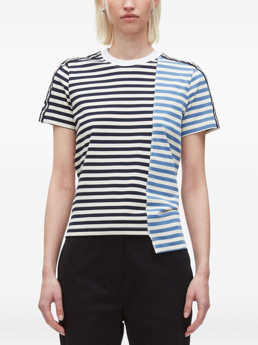 striped panelled T-shirt - 3