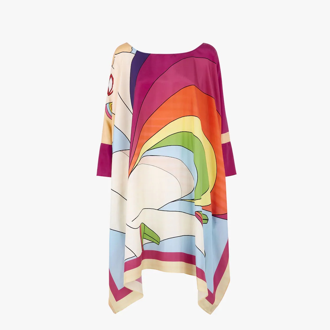 Multicolor silk kaftan - 1