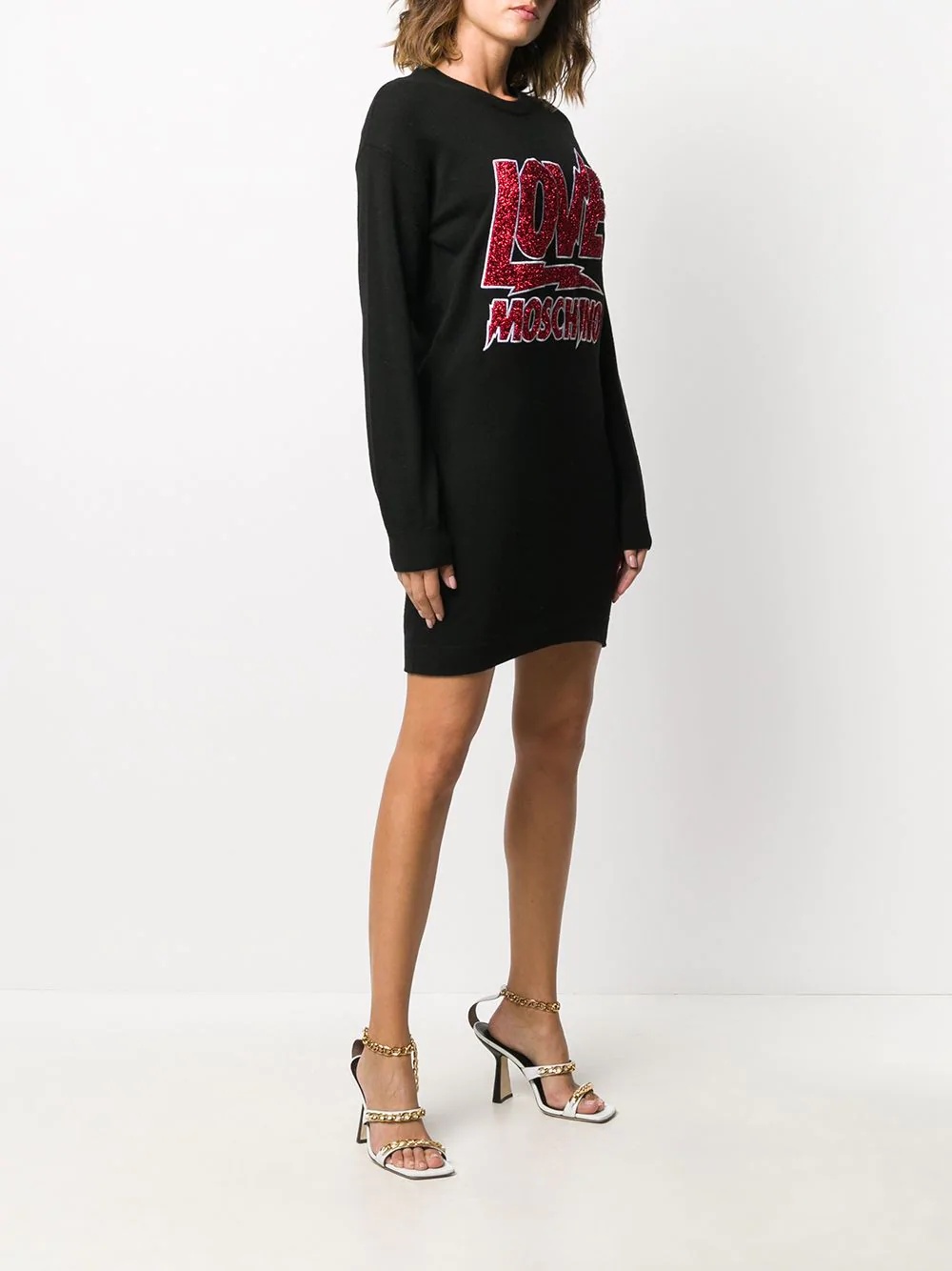 metallic-logo sweatshirt dress - 3