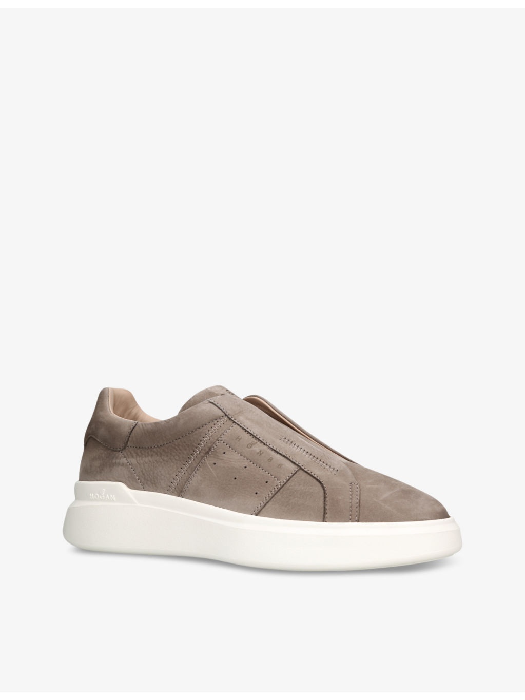 Fascia slip-on logo-embossed suede low-top trainers - 3