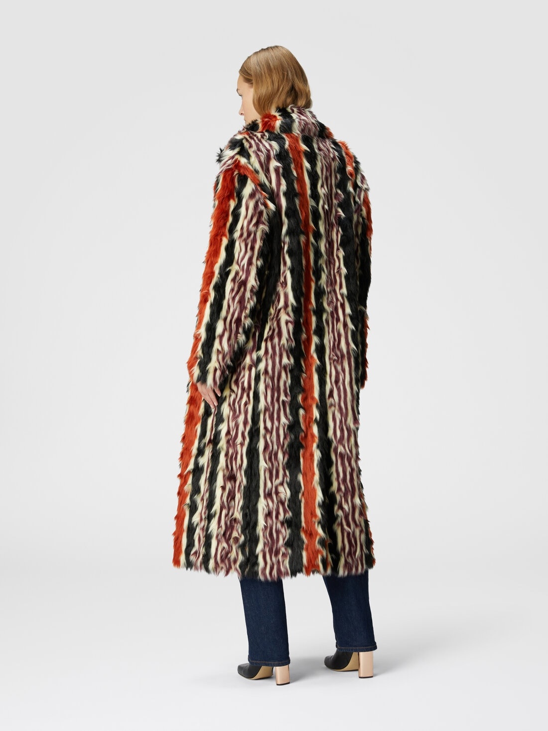 Long coat in striped faux fur - 3