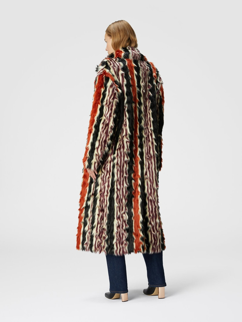 Long coat in striped faux fur 3