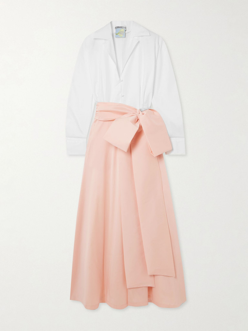 Clarence belted organic cotton-blend poplin and taffeta maxi shirt dress Pink - 1