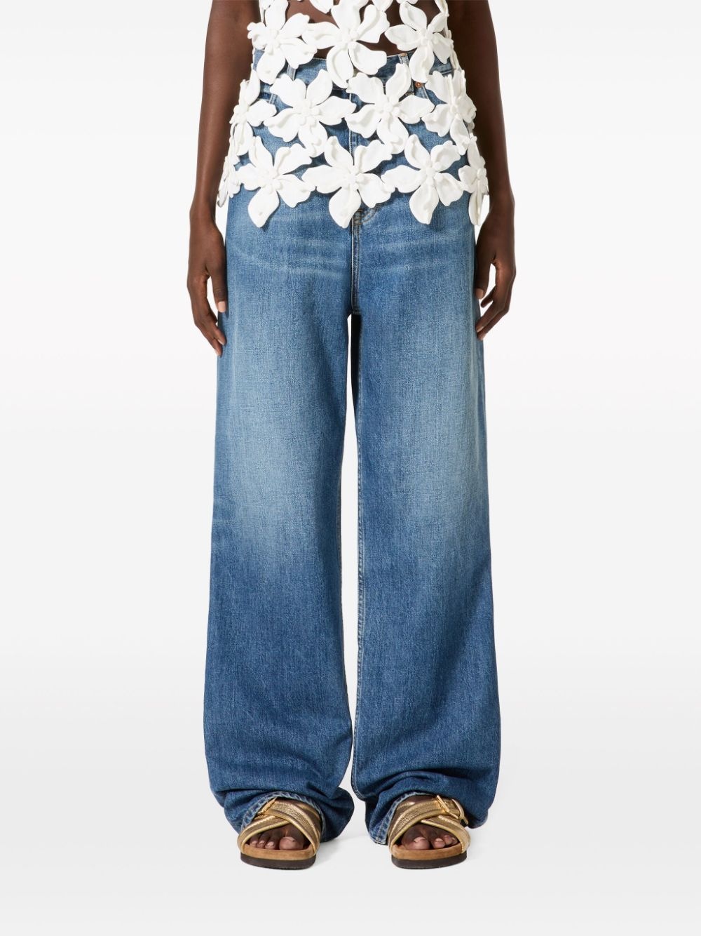 wide-leg cotton jeans - 3