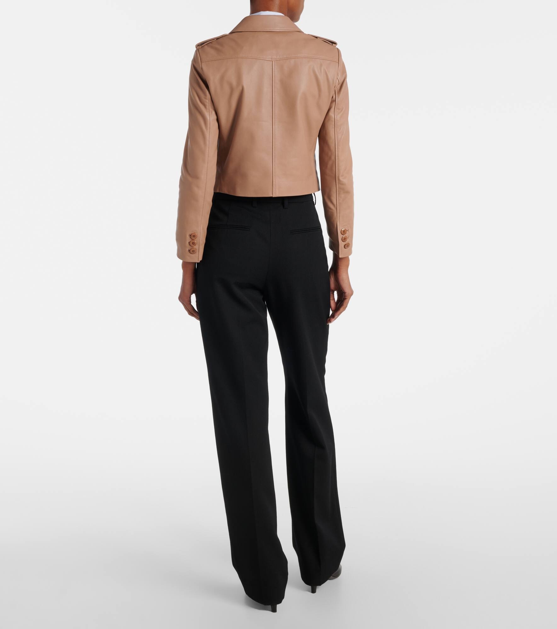 Sleek Statement cropped leather jacket - 3