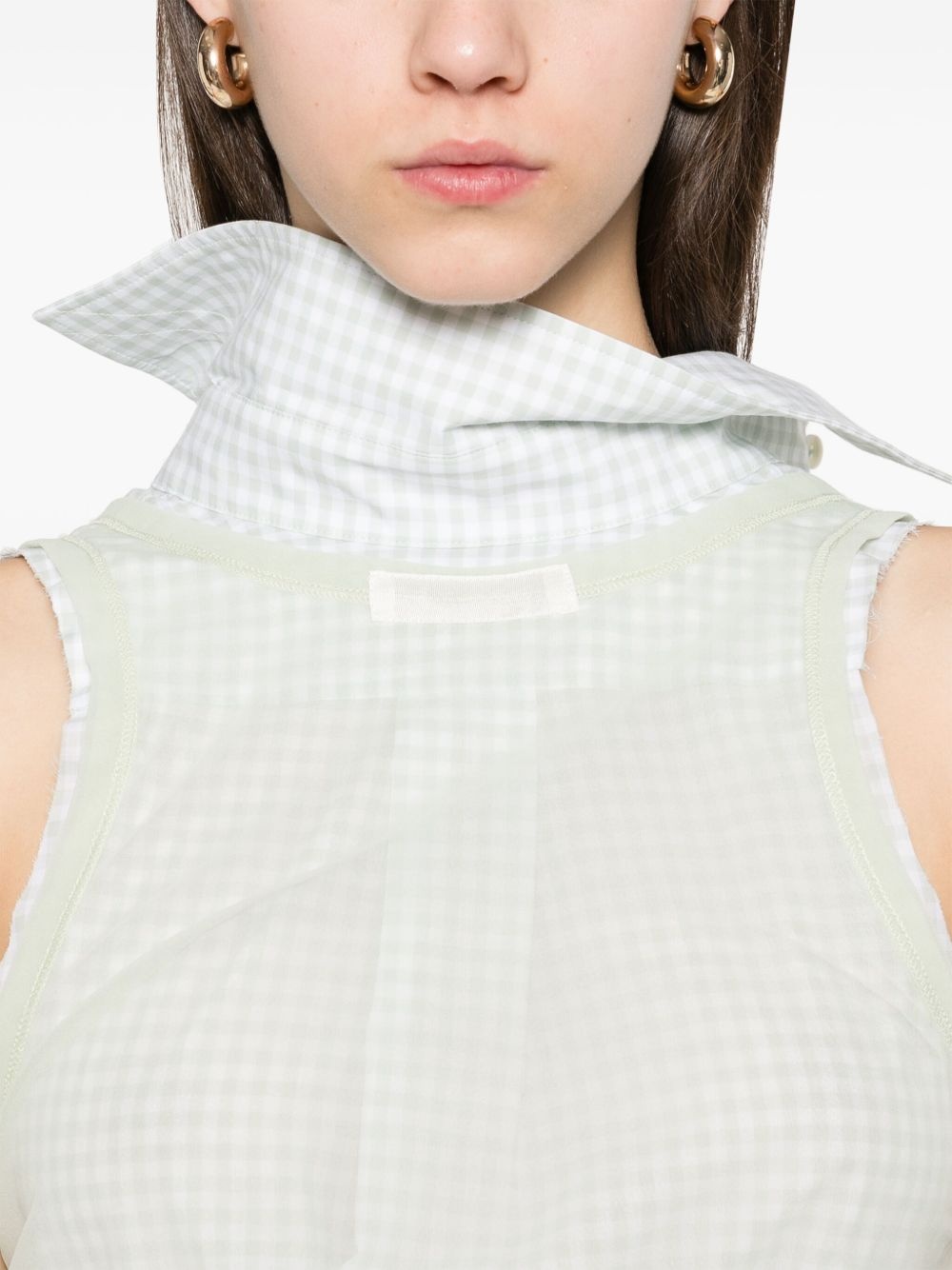 check-pattern sleeveless shirt - 5