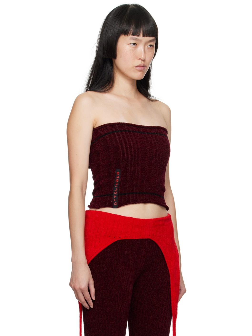 Burgundy Patch Tube Top - 2