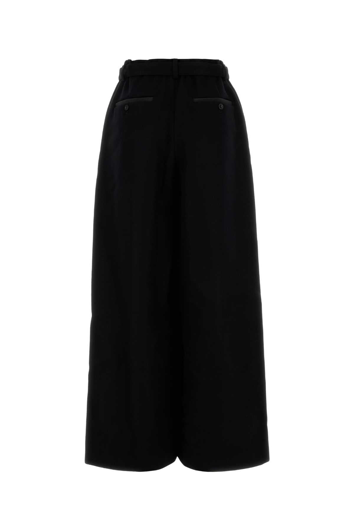 Sacai Women Black Wool Wide-Leg Pant - 2