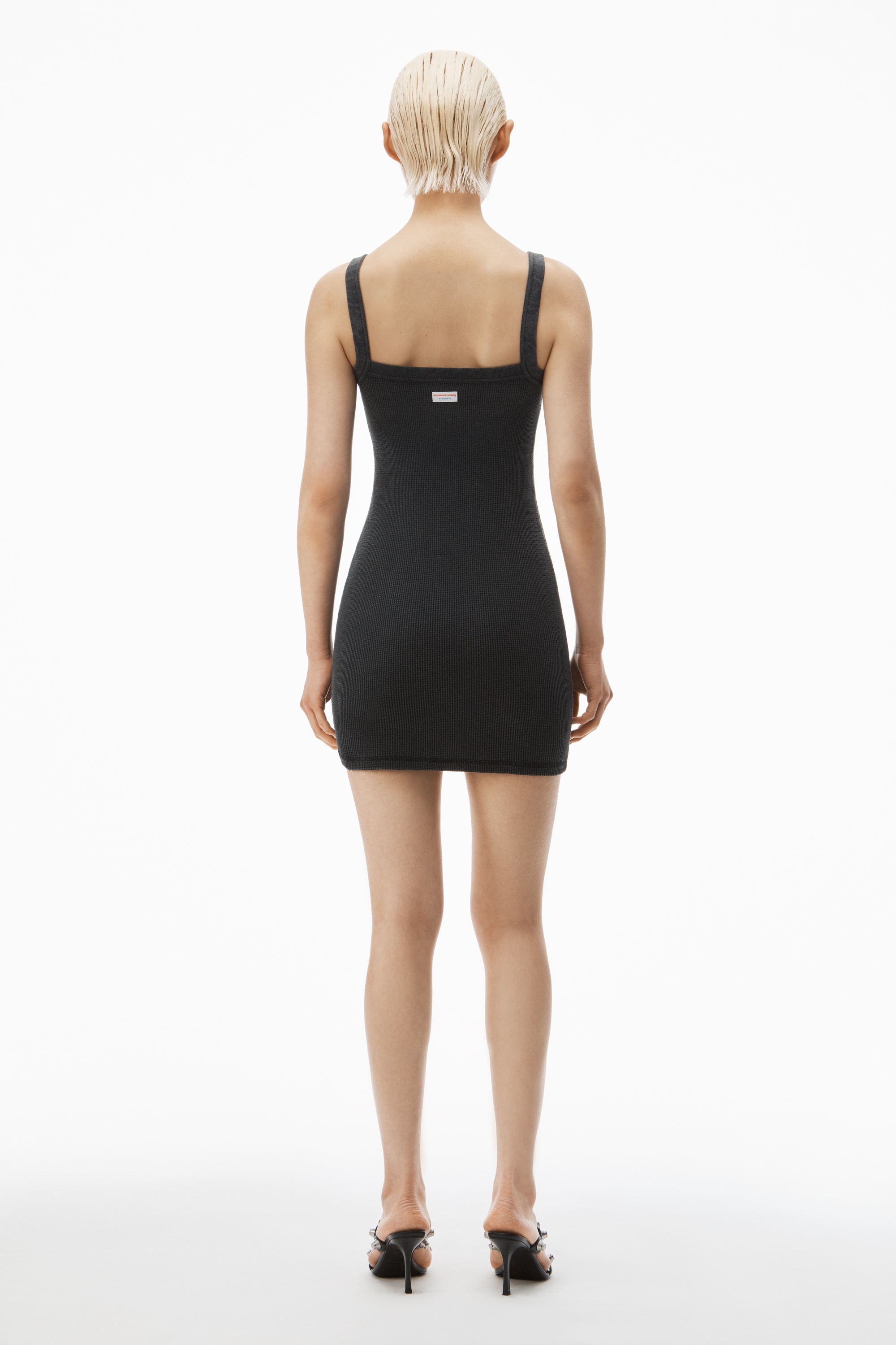 minidress in waffle-knit cotton stretch - 4