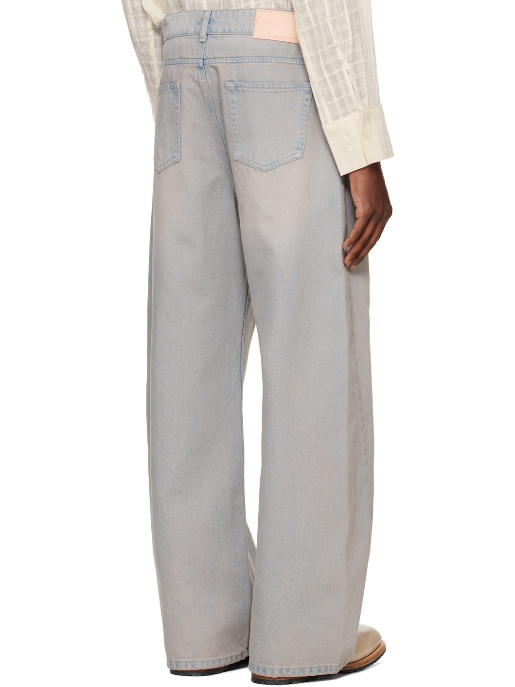 Beige Twisted Side Seam Denim Jeans - 3