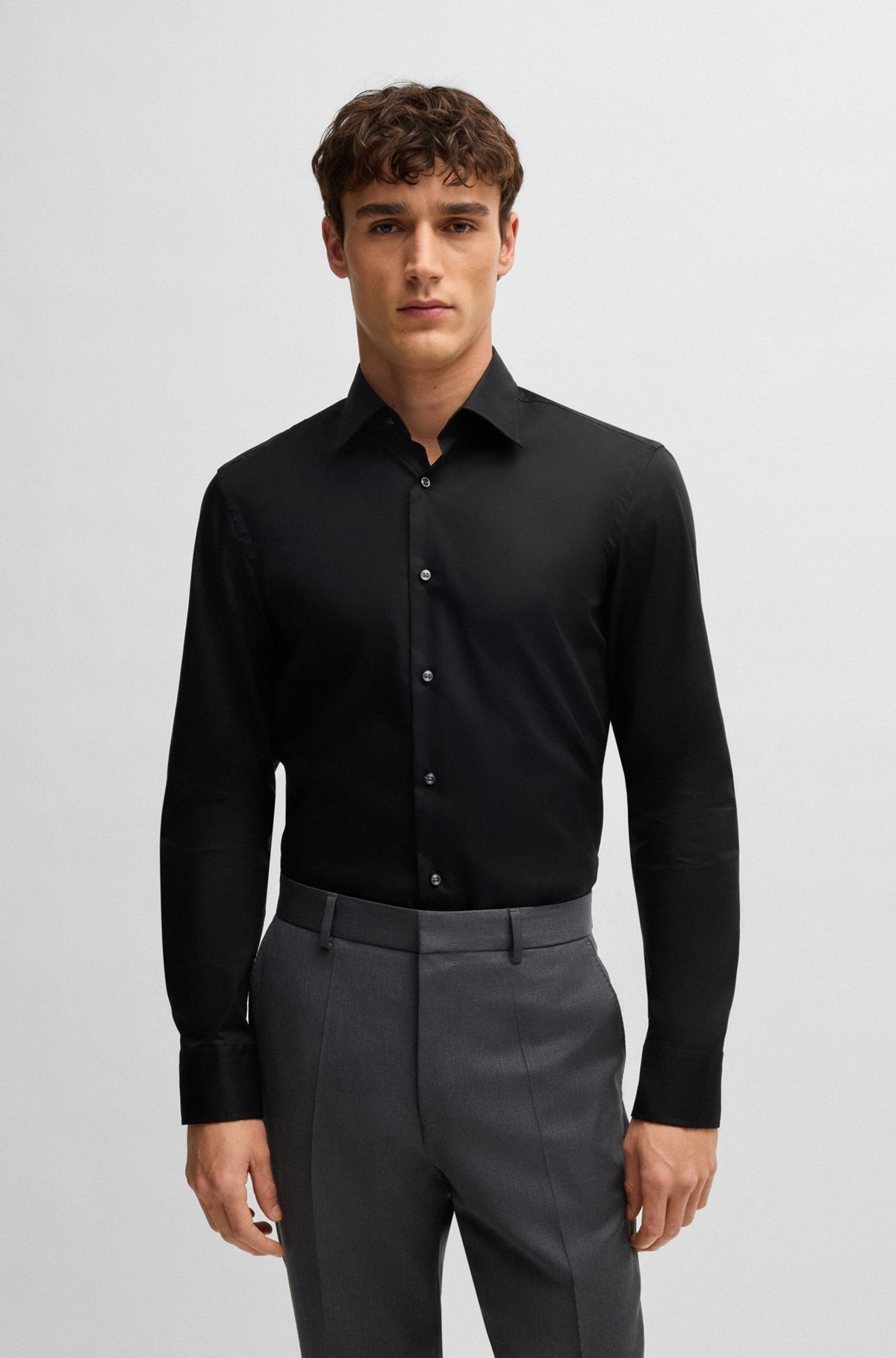 SLIM-FIT SHIRT IN EASY-IRON COTTON POPLIN - 2