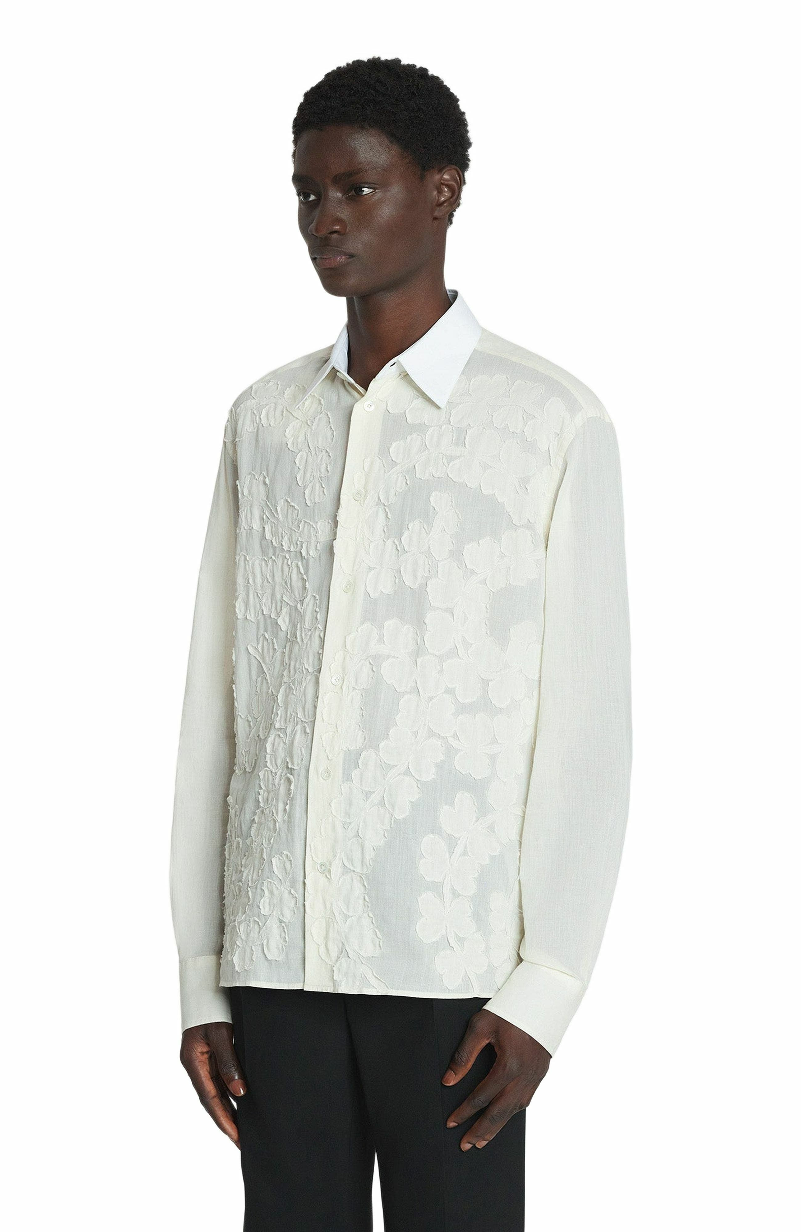 Lanvin Cotton Voile Shirt With Cut-Outs in Optic White at Nordstrom - 2