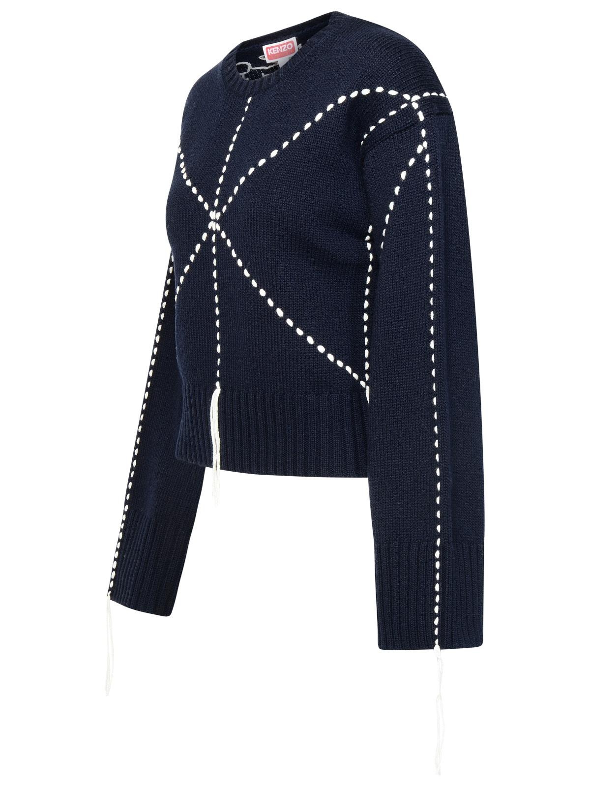 Kenzo 'Kenzo Sashiko Stitch' Sweater In Navy Wool Blend - 2