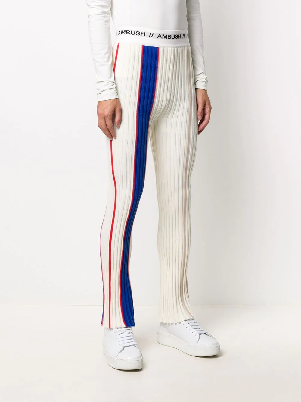 logo band ribbed trousers - 4