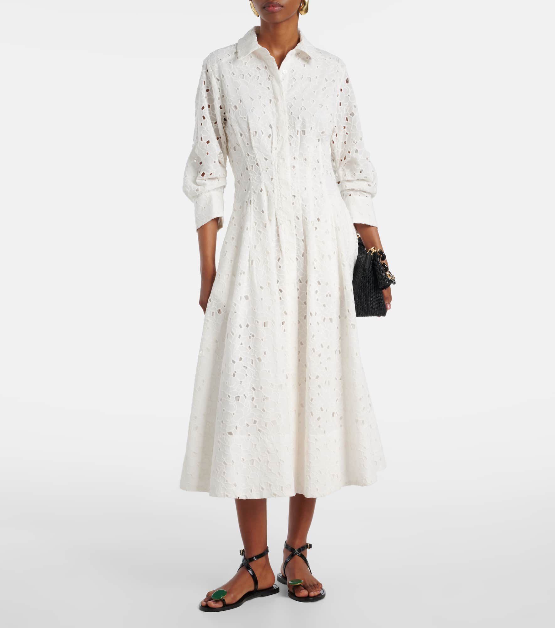 Jazz cotton broderie anglaise midi dress - 2