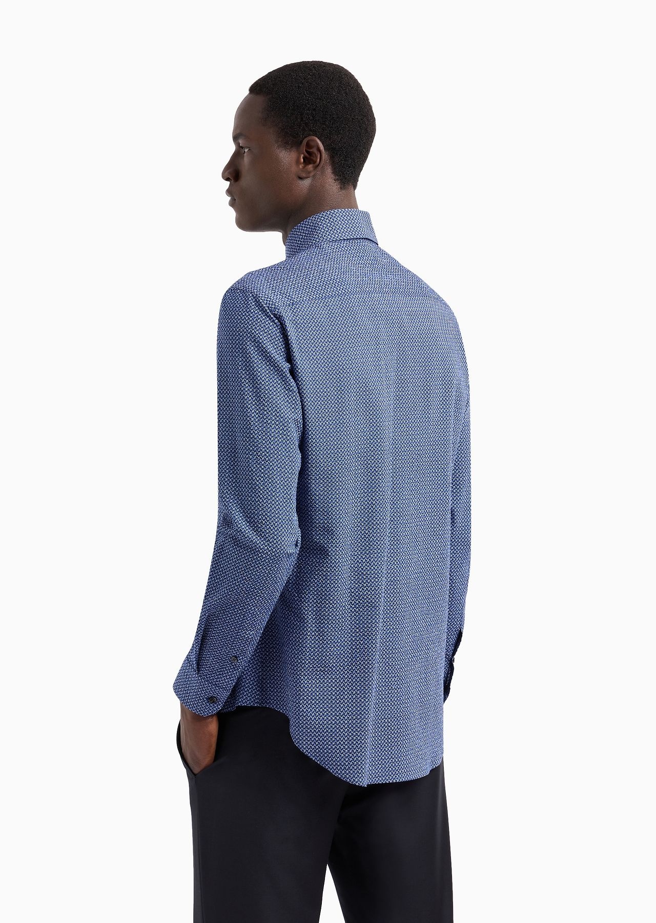 Regular-fit cotton-seersucker shirt with a geometric motif - 3