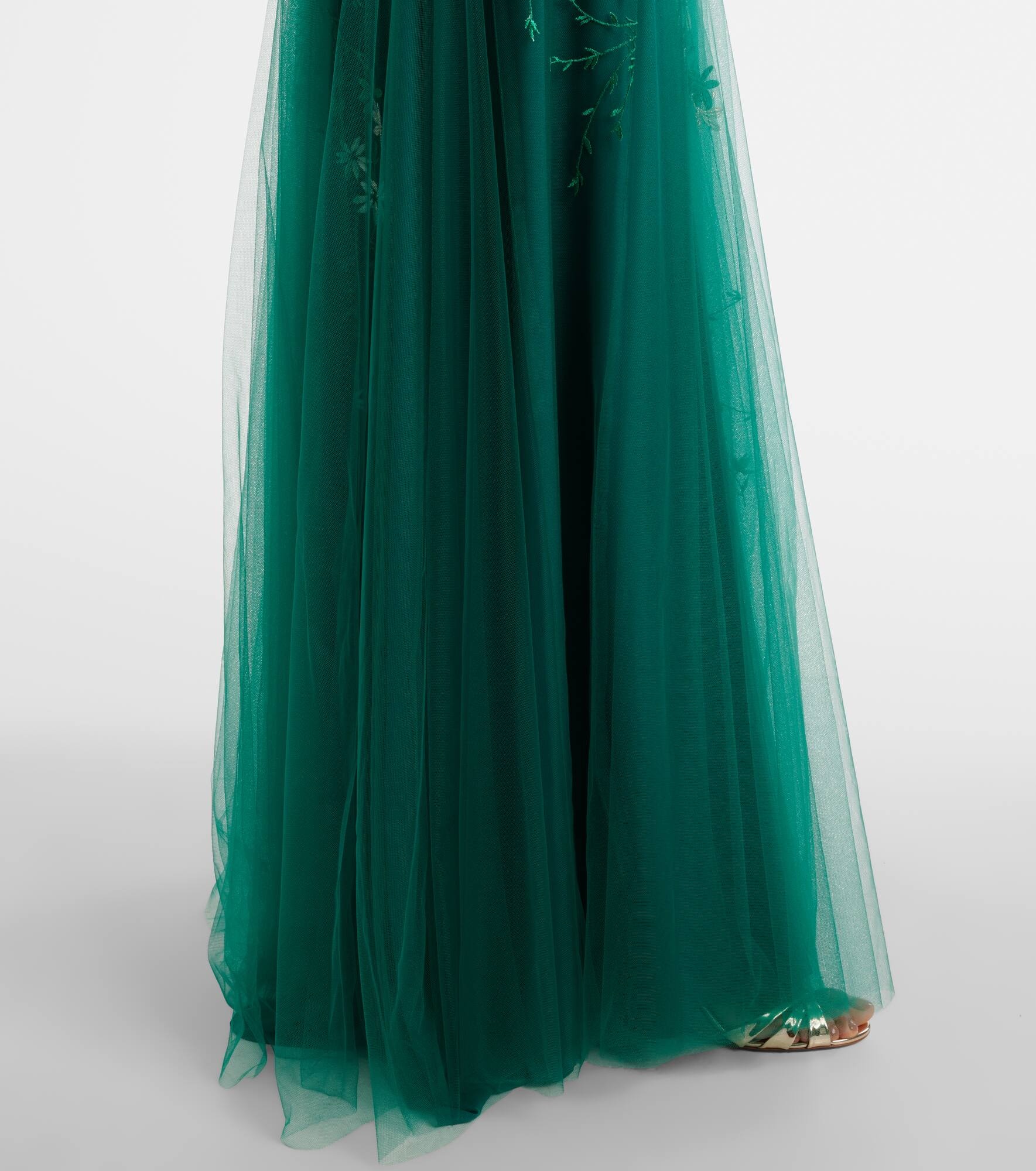 Floral-appliqué tulle and lurex® gown - 5