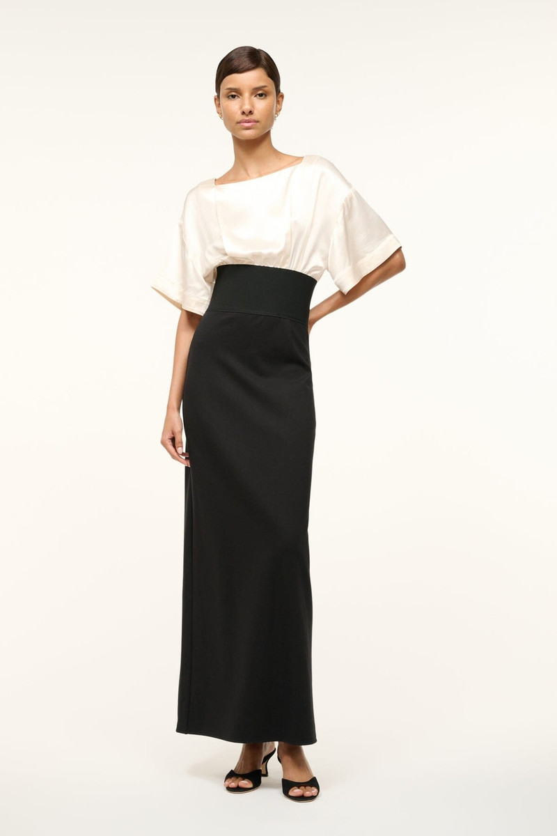STAUD GARNET DRESS IVORY BLACK 1