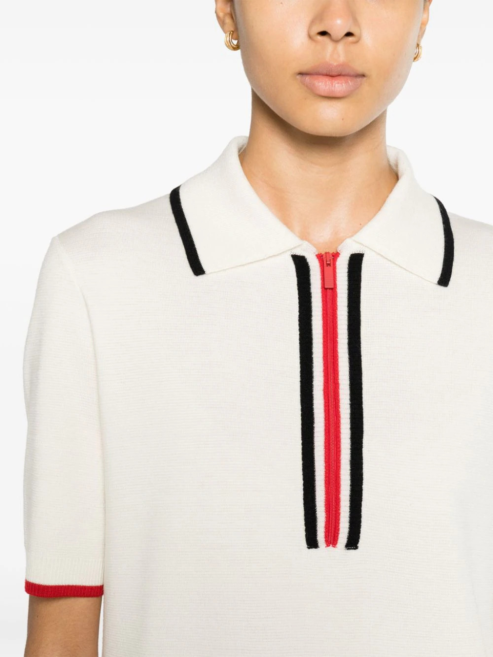 Merino Wool Milano Stitch Zip Up Polo Dress - 5