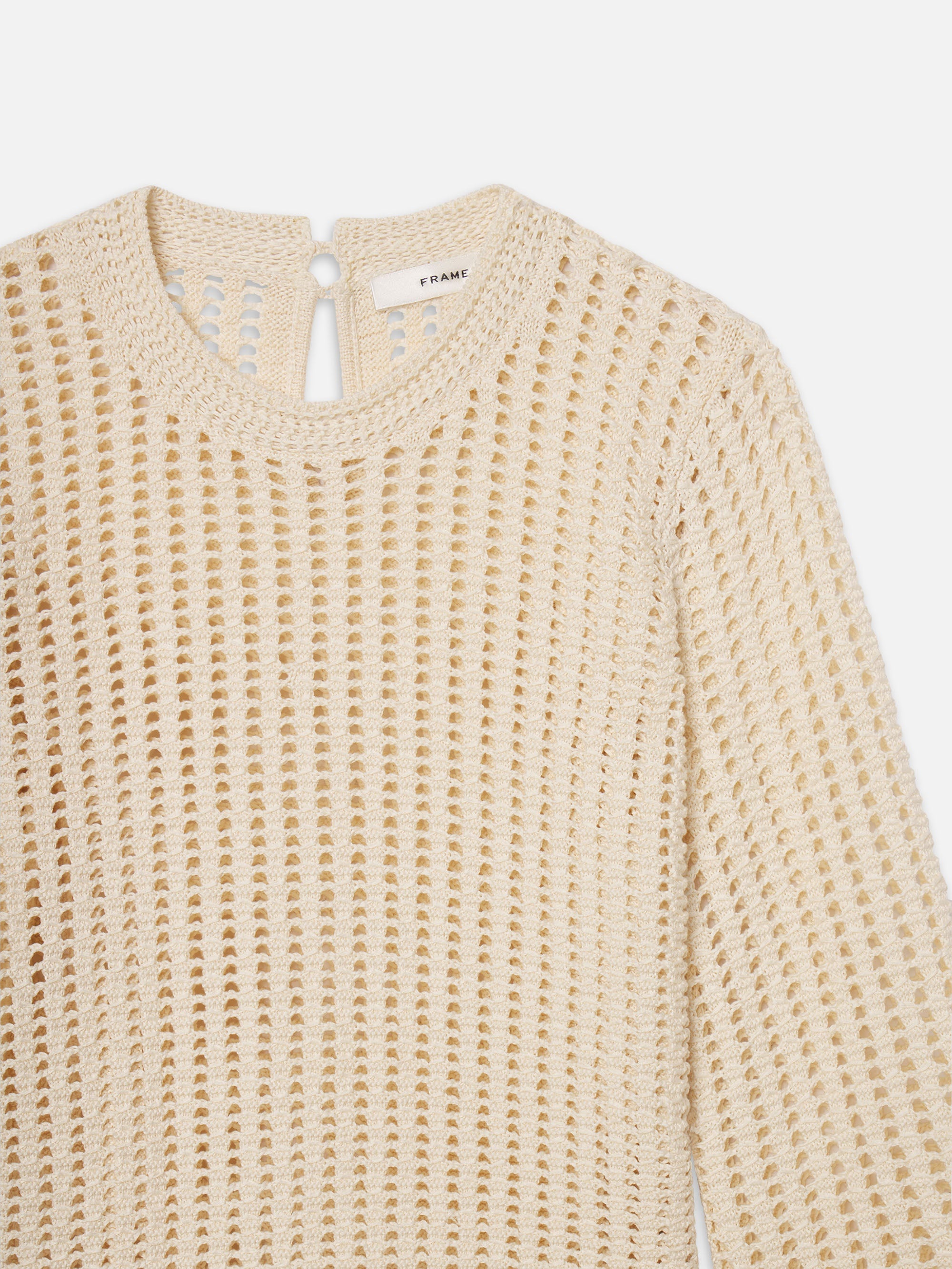 The Crochet Bell Sweater in Alabaster - 4