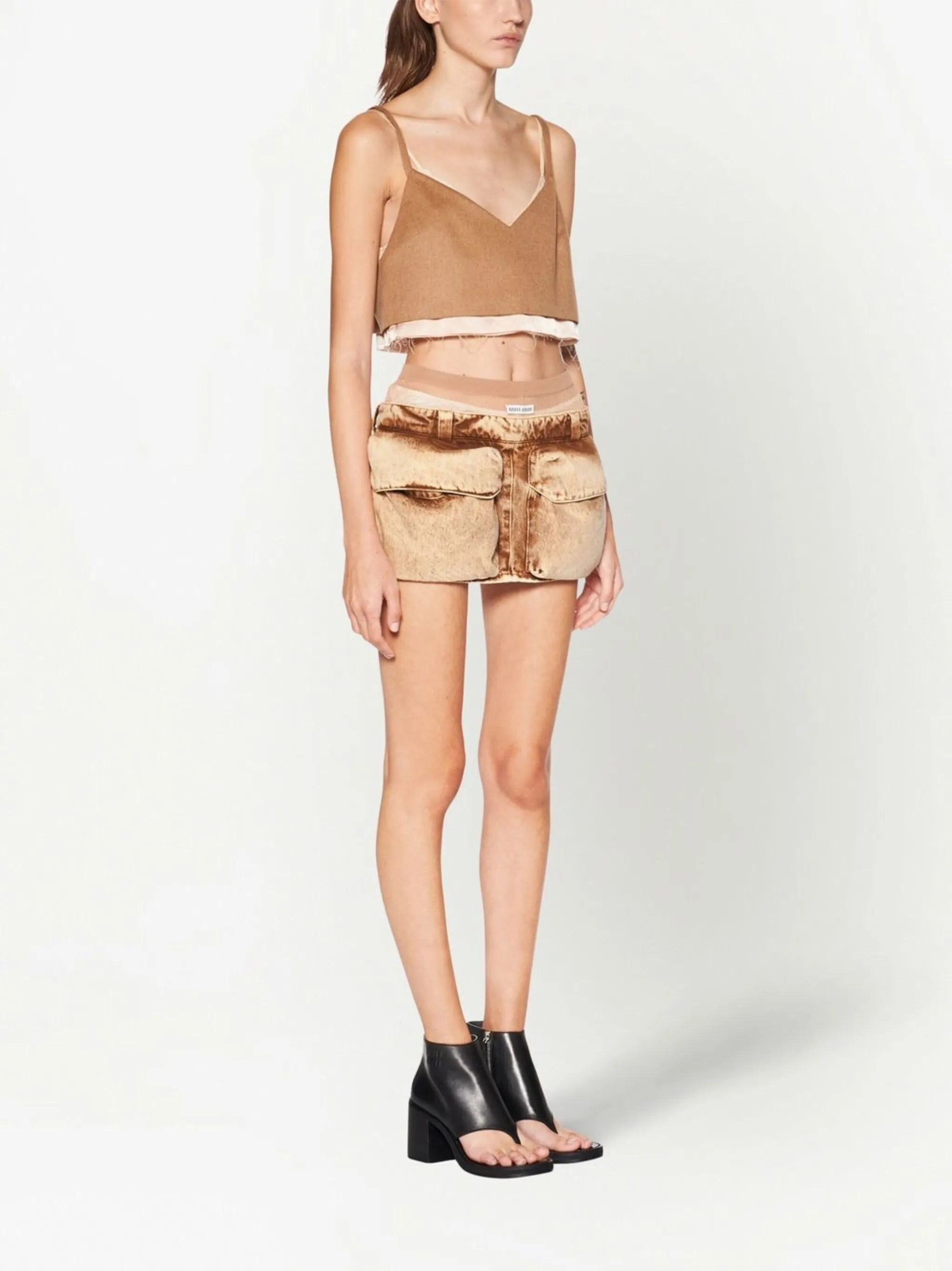 patch-pocket denim mini skirt - 4