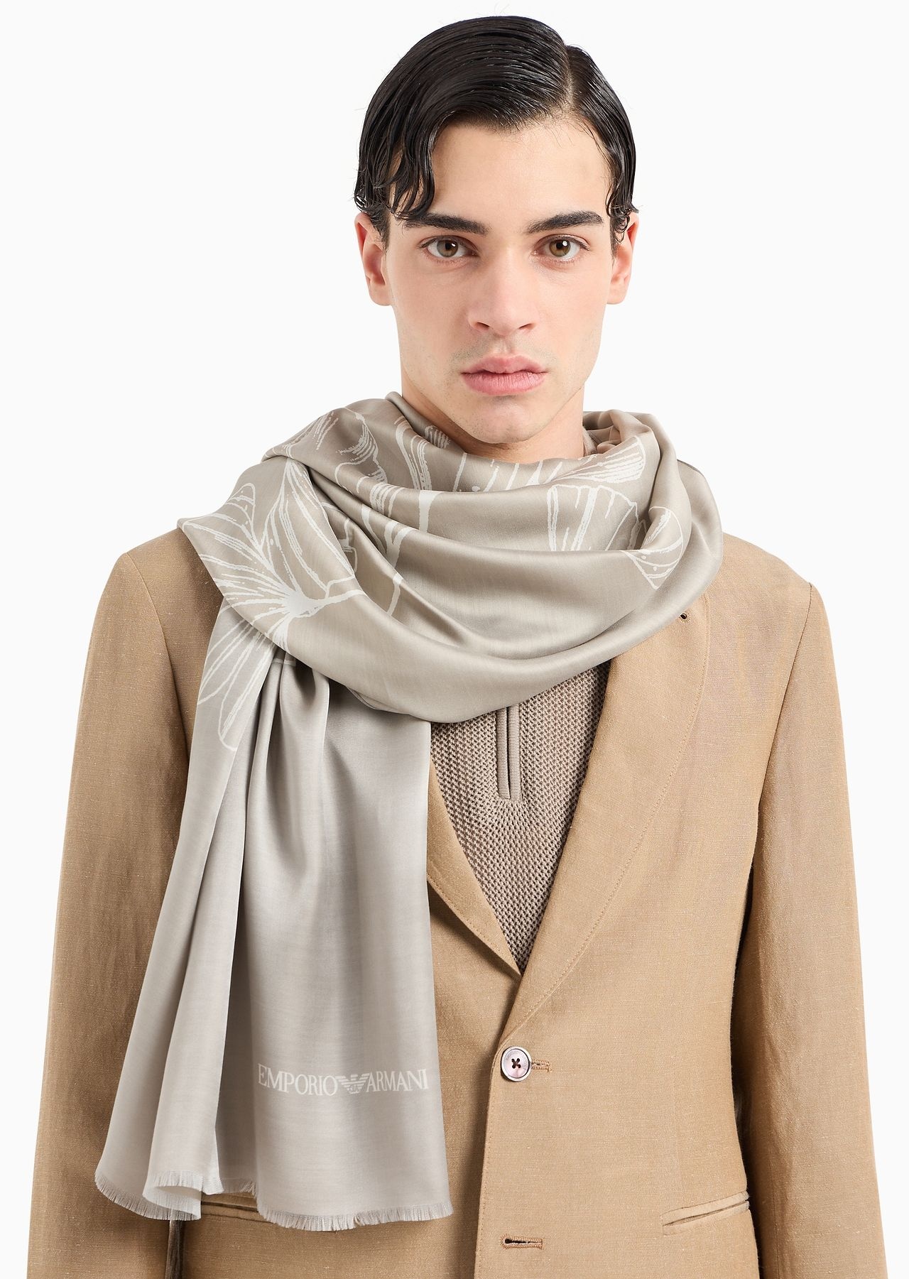 Ginkgo-print viscose and silk blend stole - 4