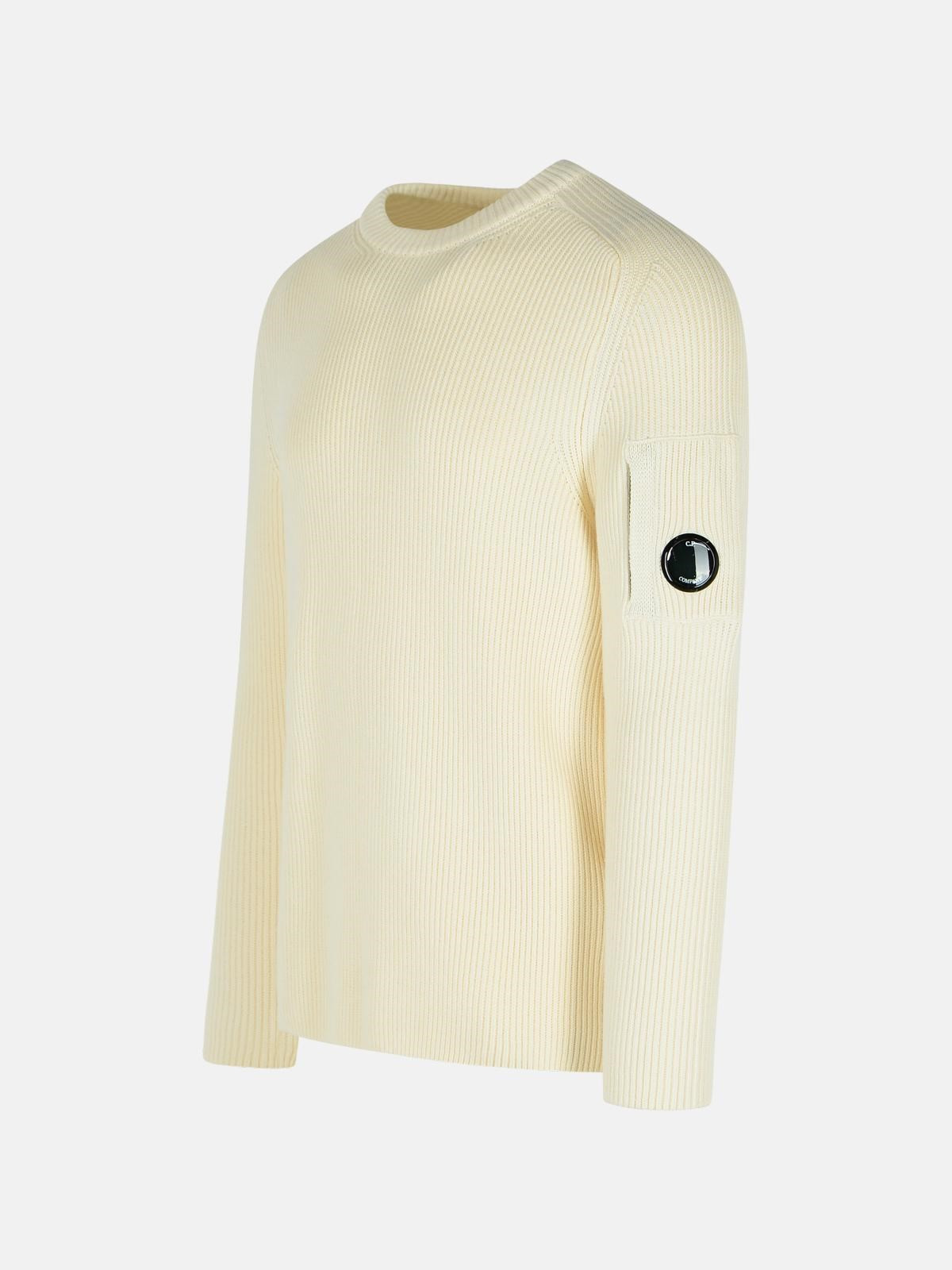 'FULL RIB' WHITE COTTON BLEND SWEATER - 2