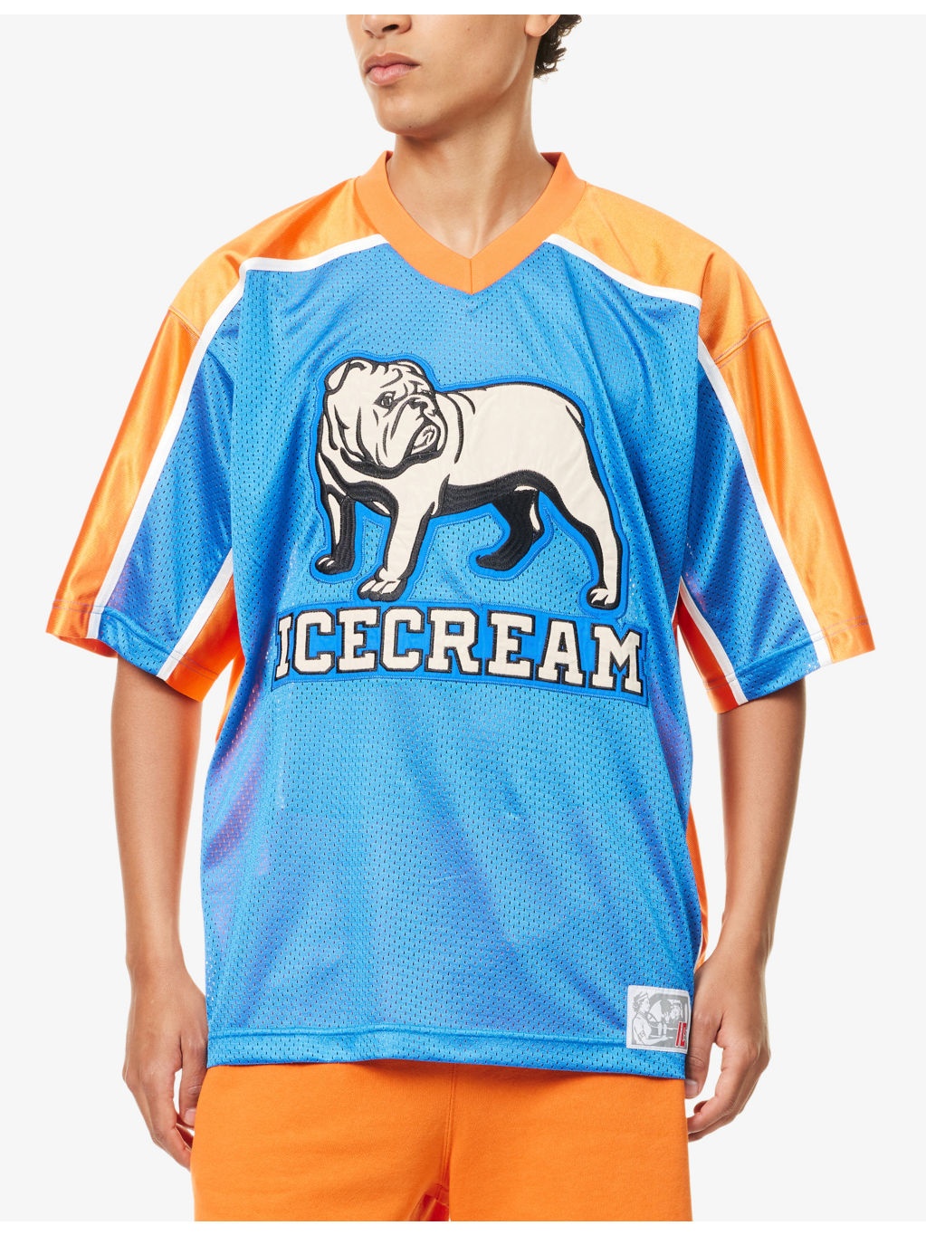 Bulldog Logo-Embroidery Football Jersey Top - 3