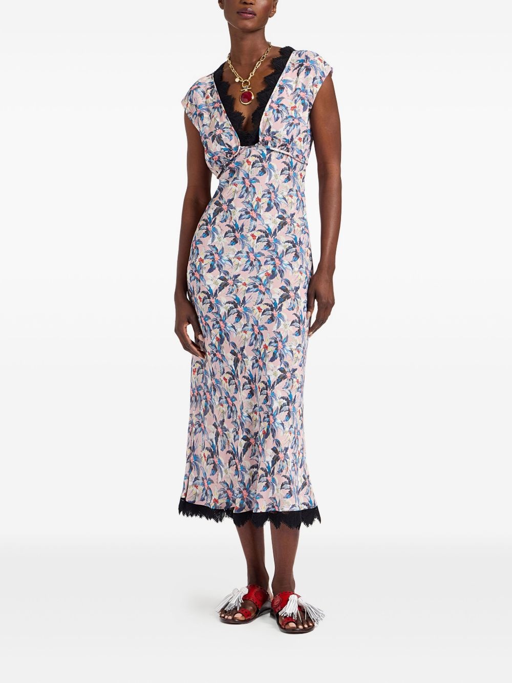 Luna floral-print V-neck midi dress - 2