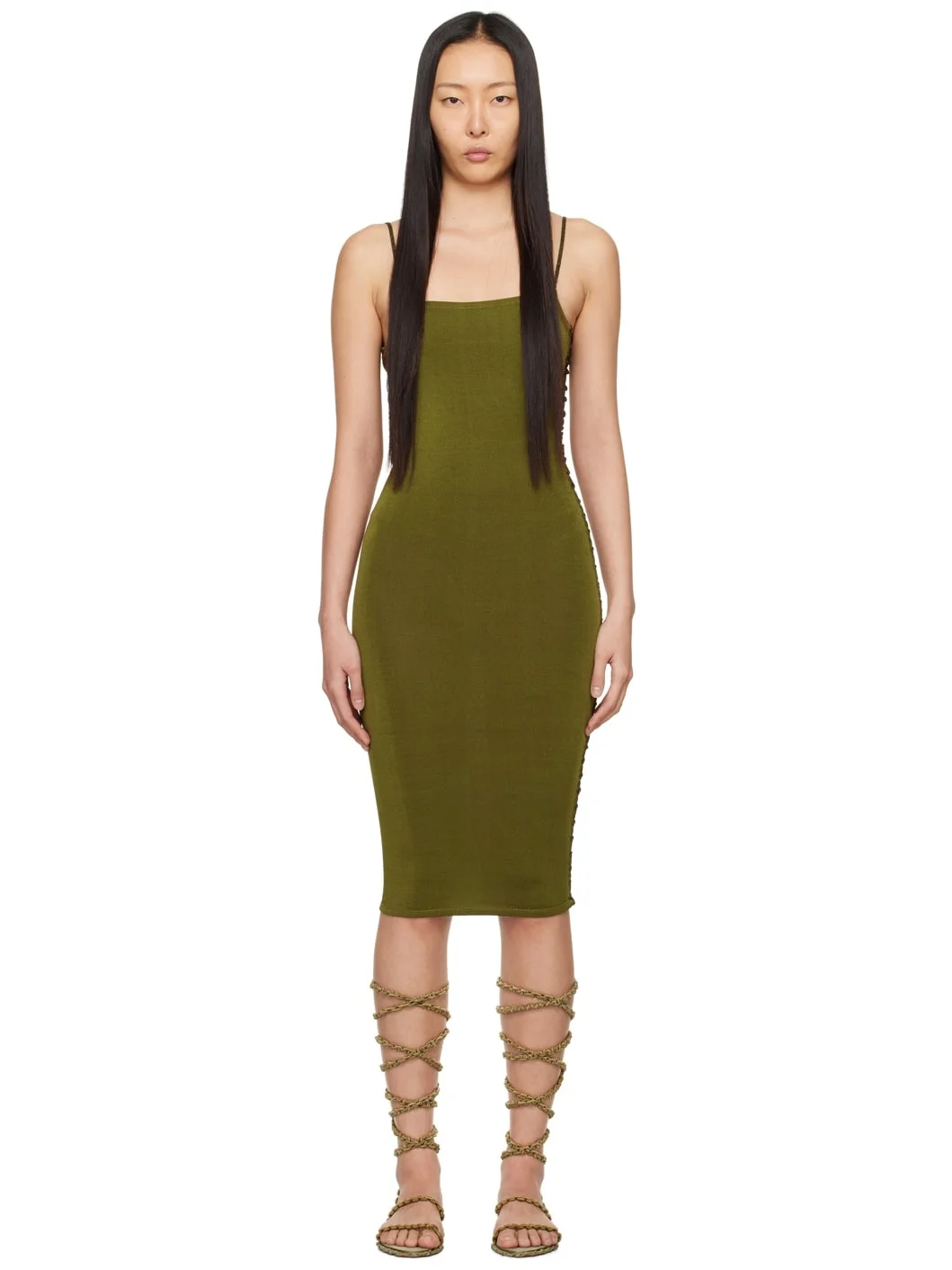 SSENSE Exclusive Khaki Jigsaw Midi Dress - 1