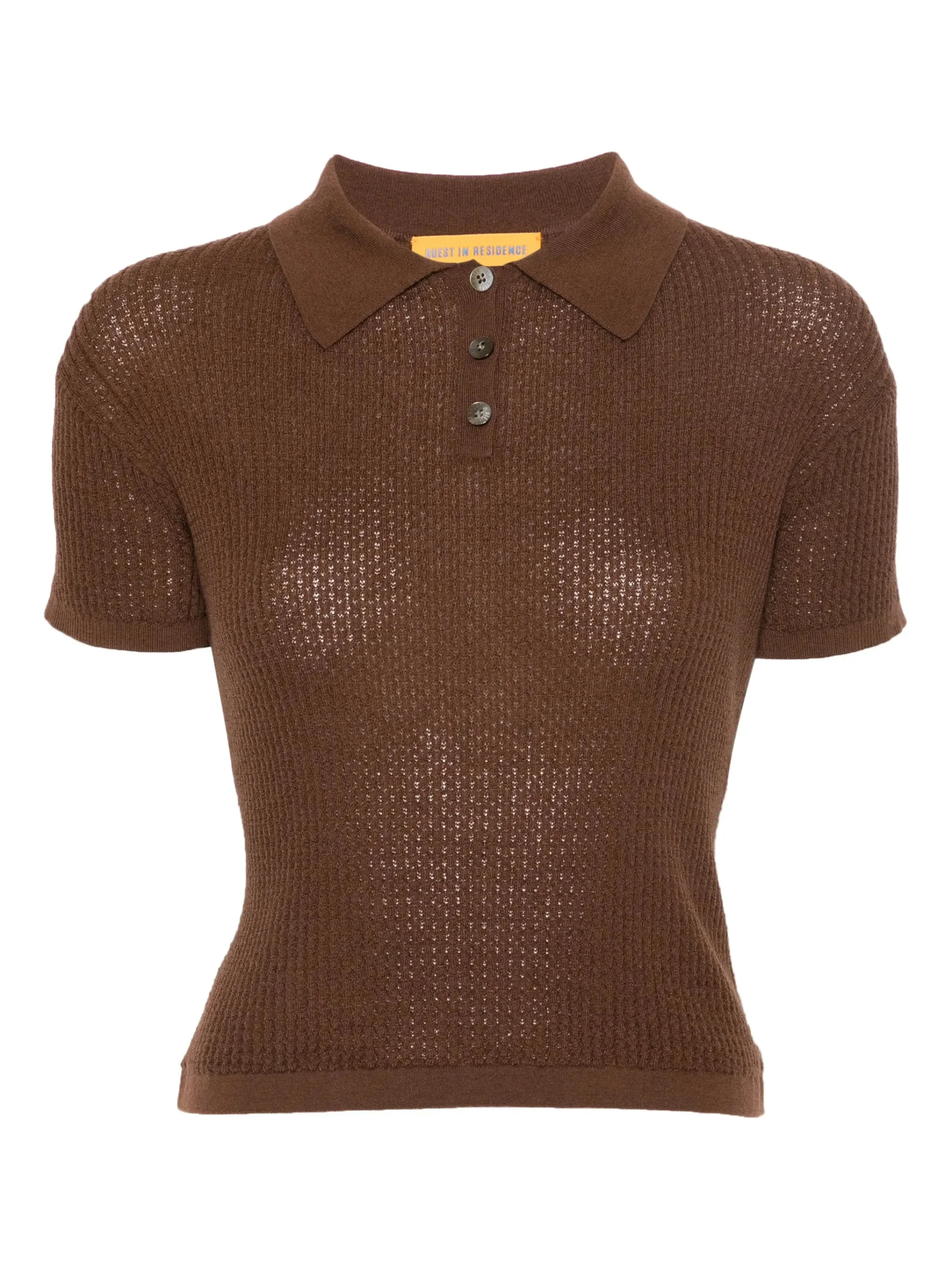Shrunken knitted polo top - 1